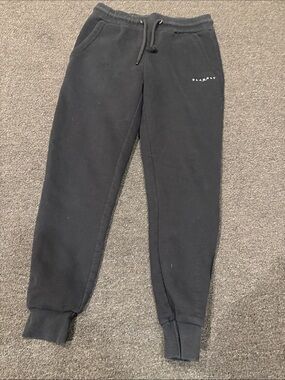 Kids Black Jogger Sweatpants with Drawstring and Ribbed Cuffs
